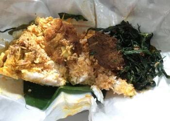 Foto sebungkus nasi padang. (idntimes.com)