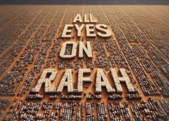 Gambar AI untuk menyebar kesadaran atas serangan di Rafah yang termasuk ke dalam aktivisme performatif. (foto: walesonline.co.uk)