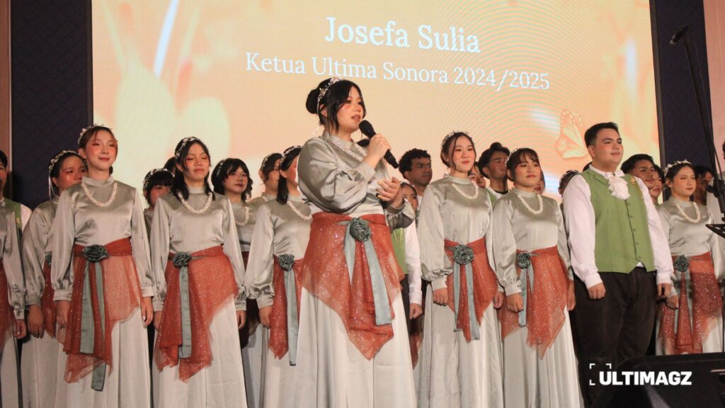 Penyampaian salam dan pesan oleh Josefa Sulia selaku Ketua Ultima Sonora 2024/2025. (ULTIMAGZ/Tiffany Michiko P.)