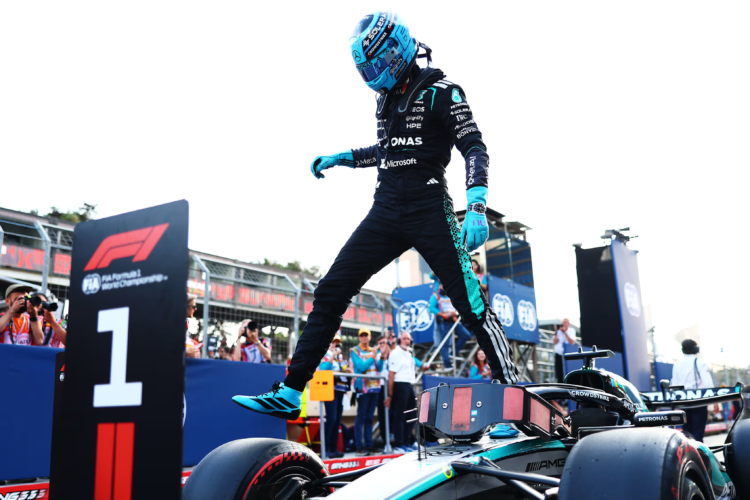 George Russell (Mercedes) memenangkan Azerbaijan Grand Prix Formula 1 pada Sabtu (26/09/26). (formula1.com)