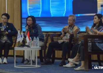 Jajaran rektorat Universitas Multimedia Nusantara pada acara Bincang Hangat 2026 yang diselenggarakan oleh Dewan Keluarga Besar Mahasiswa (DKBM) di Function Hall pada Selasa (05/05/26). [foto id="400"]
