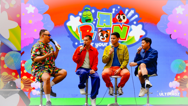 Reza Chandika berbincang dengan personil RAN (dari kiri ke kanan) Rayi, Asta, dan Nino mengenai rilisan album mini anak-anak bertema Ran For Your Kids di Urban Forest Cipete pada Selasa (23/07/24). (ULTIMAGZ/Kezia Essie Awuy)