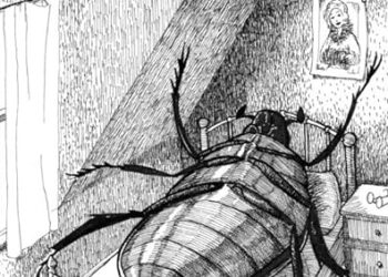 Ilustrasi adegan perubahan Gregor Samsa dalam novel The Metamorphosis. (Goodreads)