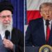 Foto potret kedua pemimpin negara, Ali Khamenei (kiri) dan Donald Trump (kanan)