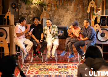 (Dari kiri ke kanan) Kunto Aji, Dipha Barus, dan The Adams dalam konferensi pers "Rima Raga" pada Kamis (13/11/2024) di Jakarta Selatan. (ULTIMAGZ/Muhammad Daffa Abyan)