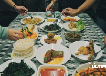 Ilustrasi penyajian makanan tata cara ala rijsttafel. (ULTIMAGZ/Bryant Alexander, Ryan Richardo)