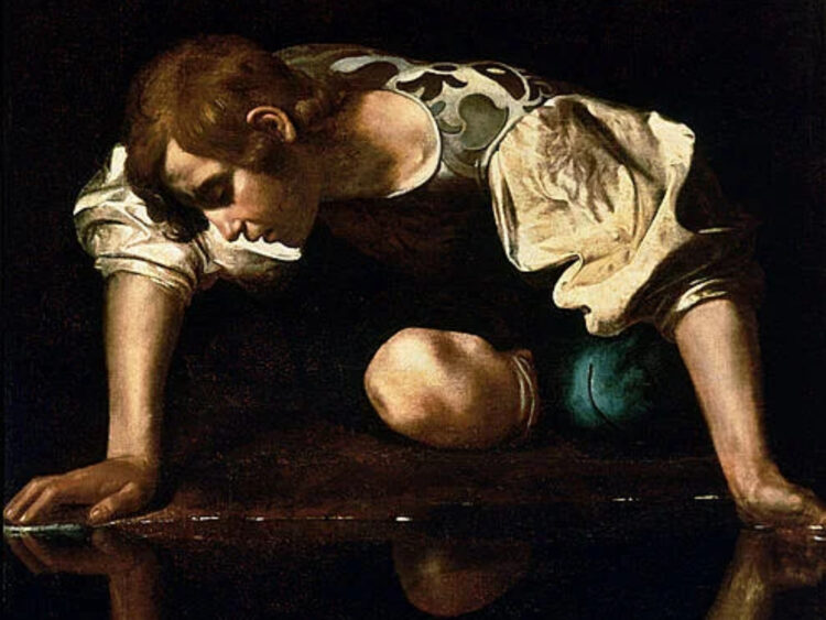 Lukisan Narcissus yang sedang bercermin karya Caravaggio. (worldhistory.org)