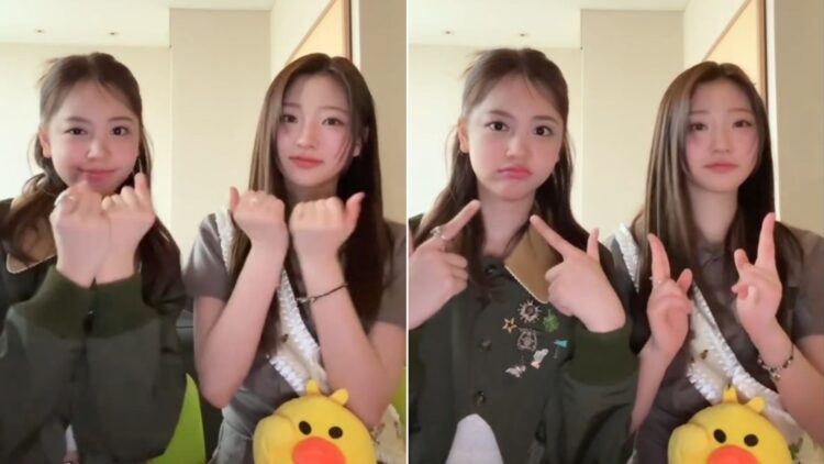 Carmen dan Stella menggunakan efek velocity di akun resmi Hearts2Hearts (TikTok/hearts2hearts)