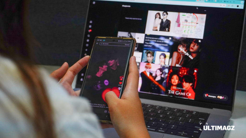 Seseorang menyukai video fan edit ship K-pop di media sosial. (ULTIMAGZ/Iskandar Gautama)