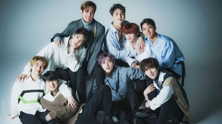 Para anggota PENTAGON (atas, kiri ke kanan) Wooseok, Yuto, Kino, Yan An, Hongseok (bawah, kiri ke kanan) Jinho, Yeo One, Hui, dan Shinwon. (Pinterest/Kagawa Yuki)