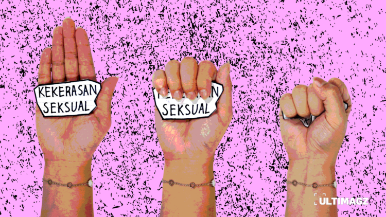 Ilustrasi anti kekerasan seksual yang terinspirasi dari karya “Tangan Bicara, Pelaku Tak Berdaya” oleh Diani Apsari. (ULTIMAGZ/Gabri Perboire)
