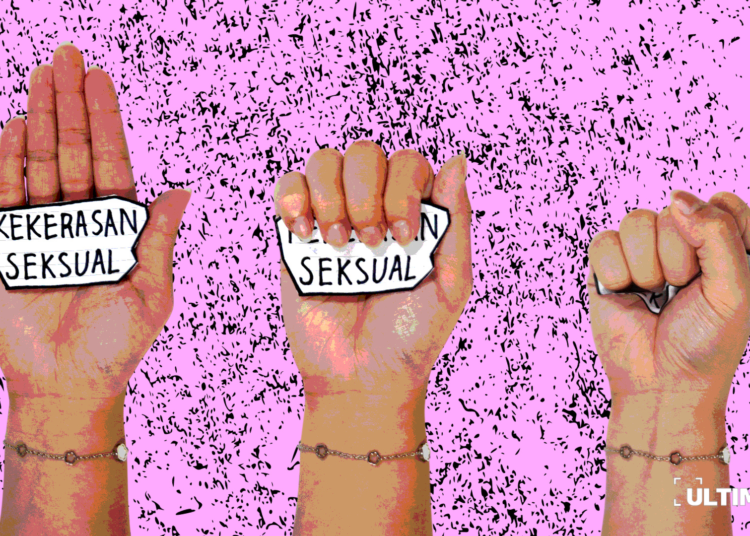 Ilustrasi anti kekerasan seksual yang terinspirasi dari karya “Tangan Bicara, Pelaku Tak Berdaya” oleh Diani Apsari. (ULTIMAGZ/Gabri Perboire)
