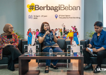 Metta Angriani memaparkan materi pengelolaan keuangan bagi individu lajang pada sesi kedua #BerbagiBeban yang berlangsung di JP Live! Space, Jakarta Pusat, DKI Jakarta, Sabtu (25/04/2026). [foto id="384"]