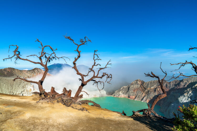Ilustrasi pemandangan dari puncak Kawah Ijen. (freepik/jcomp)