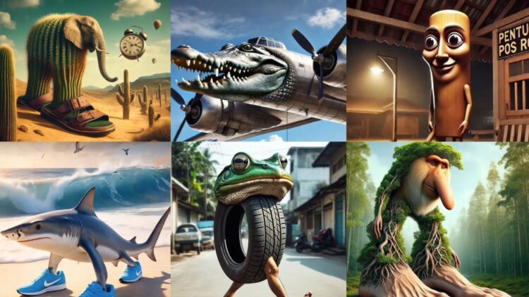 Bentuk-bentuk makhluk anomali hasil artificial intelligence (AI) dari Italian Brainrot. (en.namu.wiki)