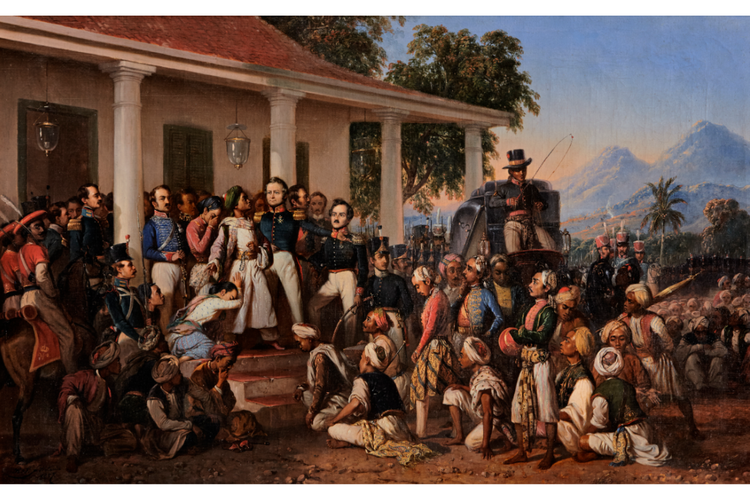 Potret lukisan Penangkapan Pangeran Diponegoro. (kompas.com)