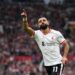 Penyerang Liverpool Mohammed Salah saat selebrasi gol ke gawang Manchester United. (AP Photo/Dave Thompson).