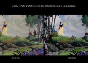 Perbandingan Film “Snow White and The Seven Dwarfs” sebelum dan sesudah direstorasi. (Foto: press.disneyplus.com)