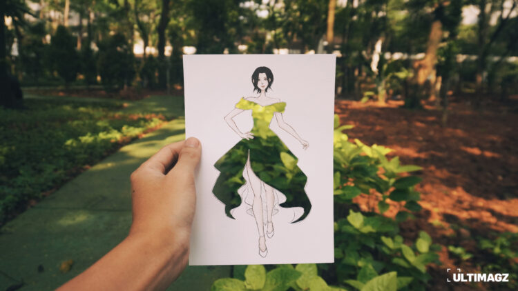 Ilustrasi teknik menggambar dipadukan dengan alam. (ULTIMAGZ/Bryant Alexander)