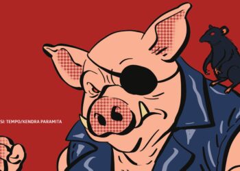 Banner ilustrasi teror terhadap Tempo. (TEMPO/Kendra Paramita)