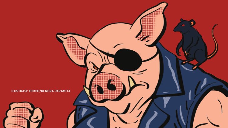 Banner ilustrasi teror terhadap Tempo. (TEMPO/Kendra Paramita)